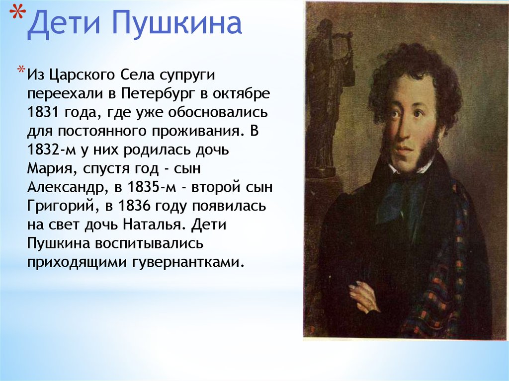 Вспомните дату рождения. Александре Сергеевиче Пушкине литературе для 4 класса.